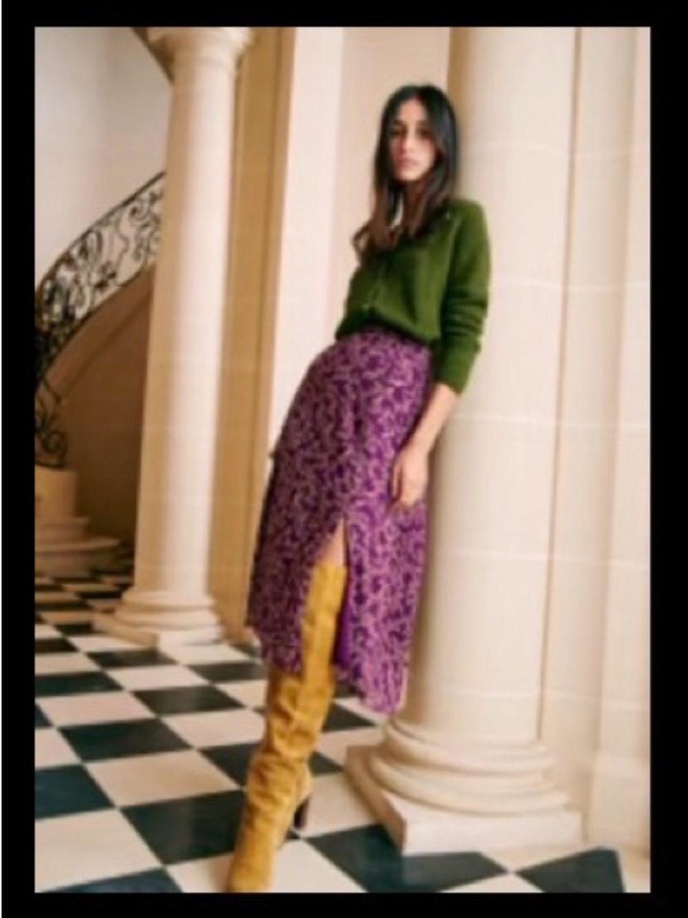 Sezane Skirt/ Jupe Tabata / IMPRIMÉ FEUILLAGES FOND VIOLET/ size 38 - Picture 6 of 6